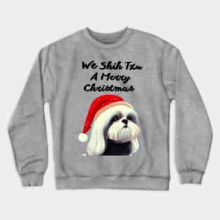 White Shih Tzu Maltese Puppy Christmas Crusty White Dog Mom of Malshi Crewneck Sweatshirt